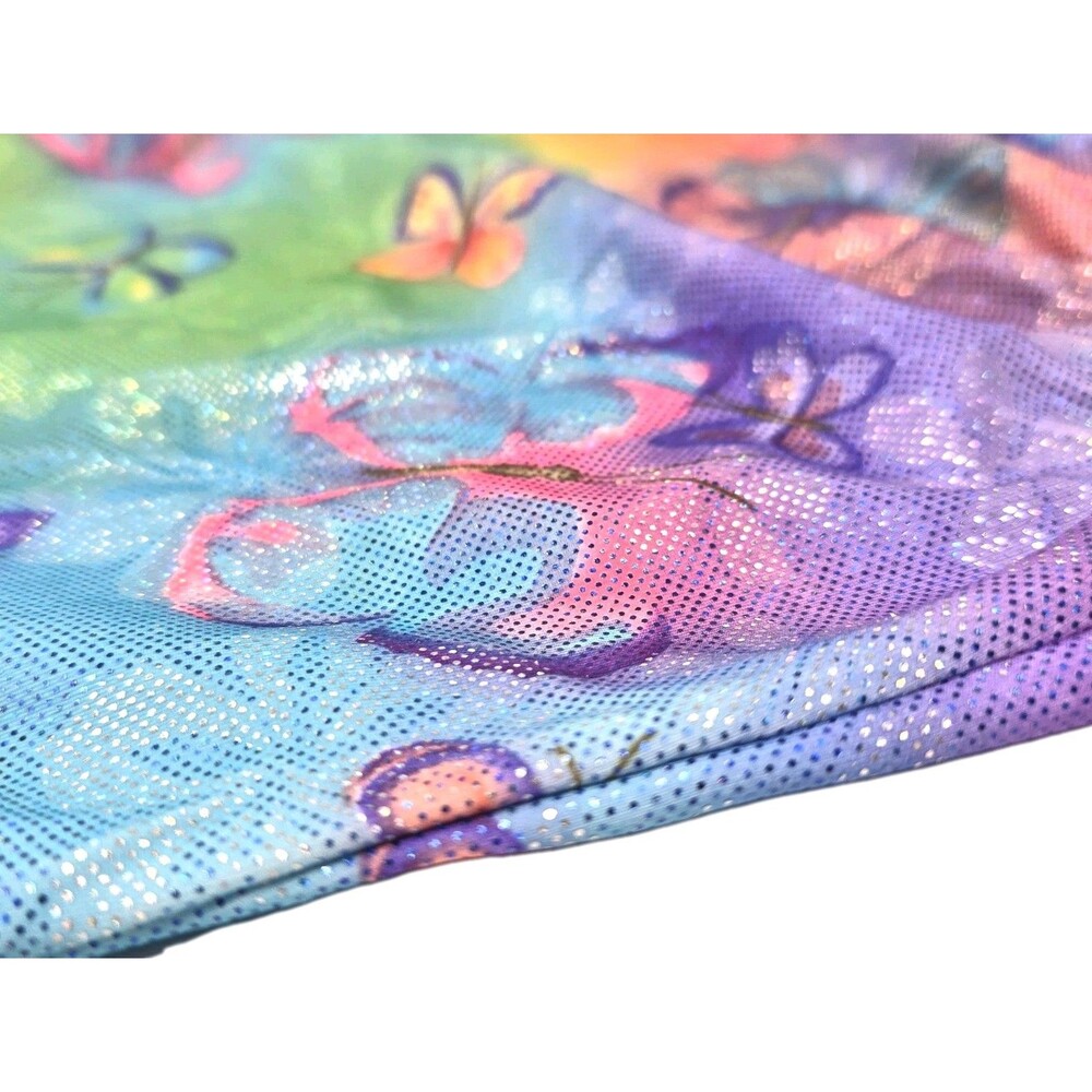 Satara VTG Neon Tie Dye Butterfly Sparkle Accent Tank Crossback Leotard Size AL - Picture 14 of 16